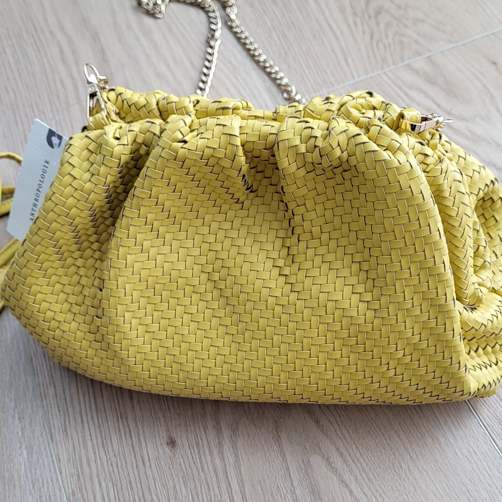 Anthropologie Mustard Woven Bag NWT